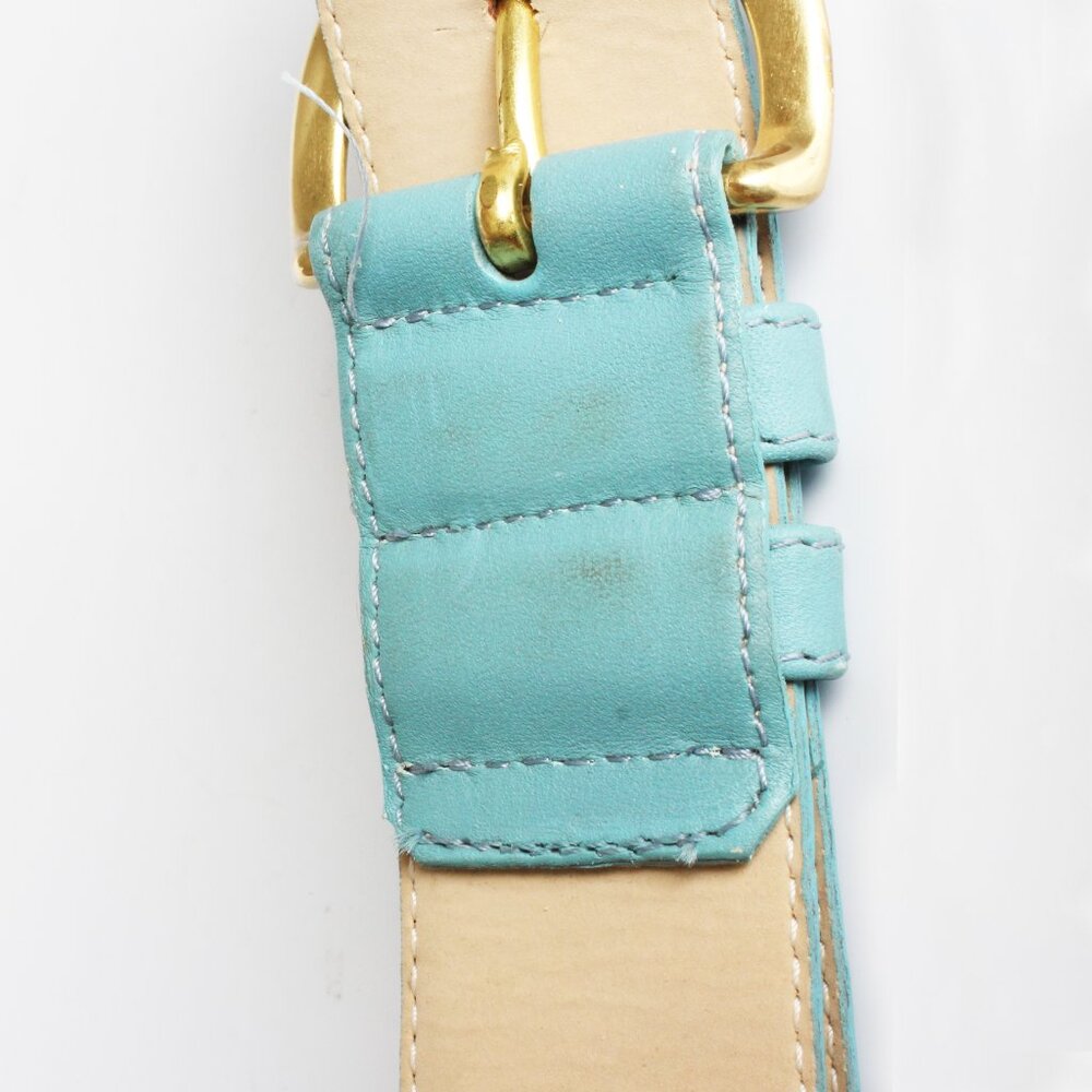 Coach Nubuck Leather Belt Light Blue Wide Belt Size 2XL Vintage Retro 90s - Picture 8 of 9